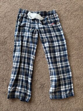 Women's Blue Plaid Flannel Pajama Pants with Drawstring